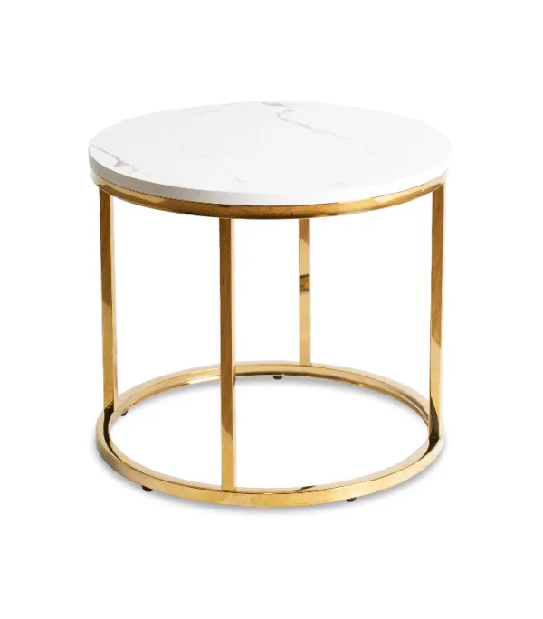 Stolik CLIFF Biały Marmur/Złoty