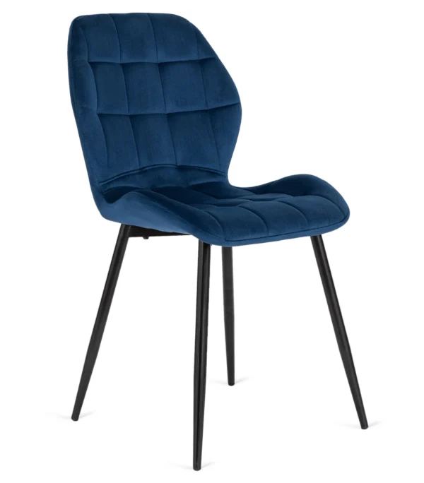 Krzesło LUCKY Granatowe Welurowe z czarnymi nogami