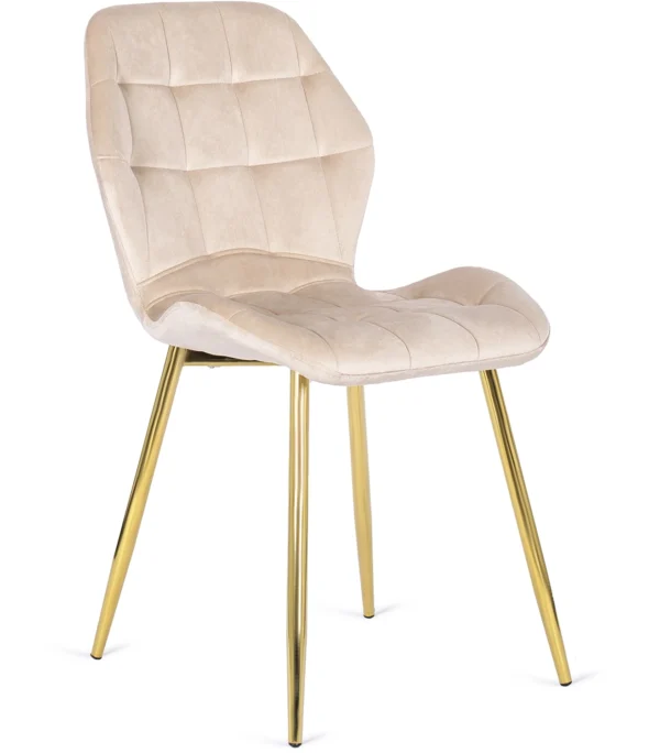 Krzesło LUCKY Kremowe Welurowe z złotymi nogami