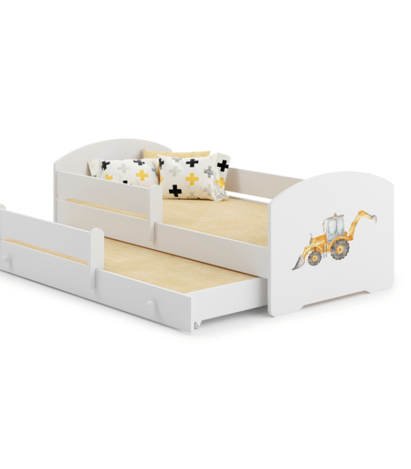 Łóżko dziecięce podwójne wysuwane LUK II 160×80 – Koparka