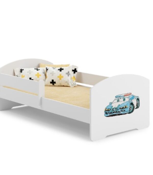 Łóżko dziecięce LUK 140×70 barierka grafika – Policja
