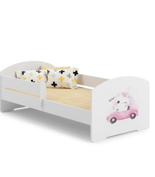 Łóżko dziecięce LUK 160×80 barierka grafika – Kot