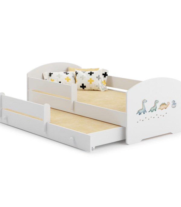 Łóżko dziecięce podwójne wysuwane LUK II 160×80 – Dinozaury