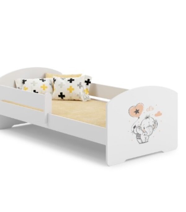 Łóżko dziecięce LUK 140×70 barierka grafika – Słonik