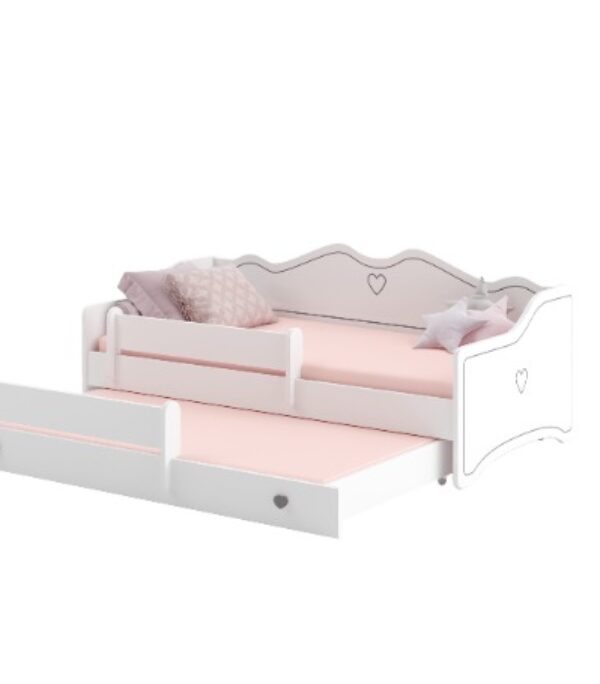 Łóżko podwójne EMMA II 160×80 – Białe / Szare