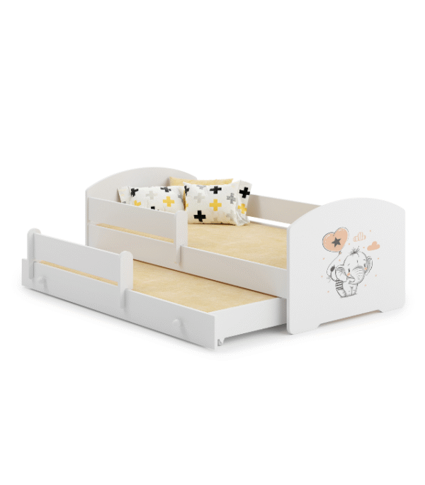 Łóżko dziecięce podwójne wysuwane LUK II 160×80 – Słonik
