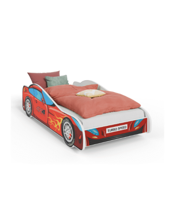 Łóżko dziecięce z serii AUTO 140×70 grafika materac – TURBO 4×4