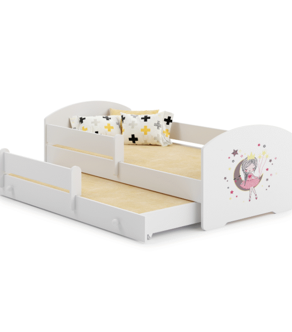 Łóżko dziecięce podwójne wysuwane LUK II 160×80 – Śpiąca Księżniczka