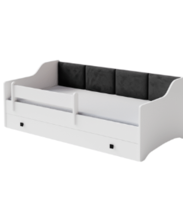 Łóżko pojedyncze ERYK 160×80 – Białe, panele czarne