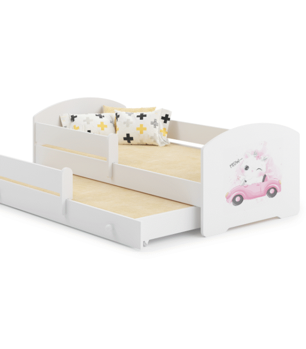 Łóżko dziecięce podwójne wysuwane LUK II 160×80 – Kot