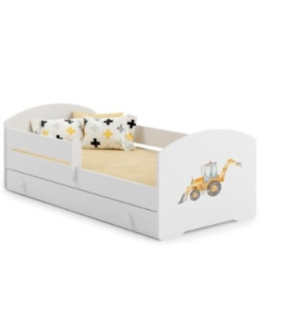 Łóżko dziecięce LUK 160×80 barierka szuflada grafika – Koparka