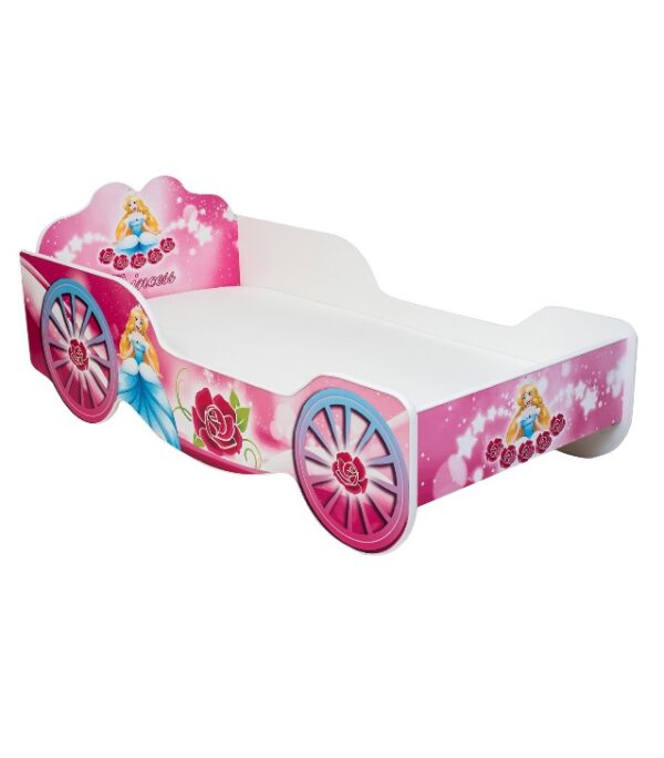 Dziewczęce łóżko dziecięce z motywem karety 140×70