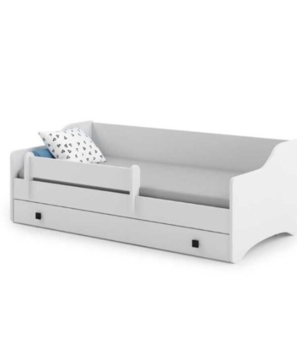 Łóżko pojedyncze ERYK 180×80 – Białe, uchwyty czarne