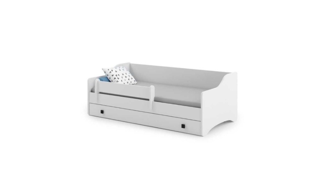 Łóżko pojedyncze ERYK 180x80 - Białe, uchwyty czarne