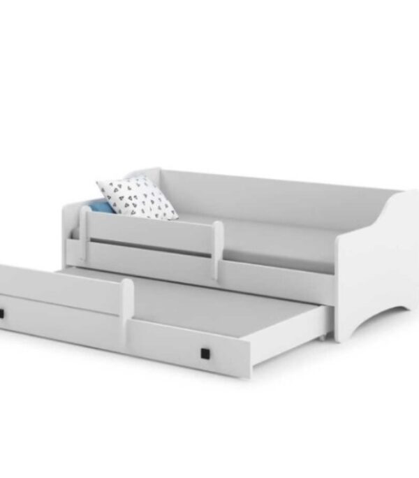 Łóżko podwójne ERYK II 160×80 – Białe, uchwyty czarne