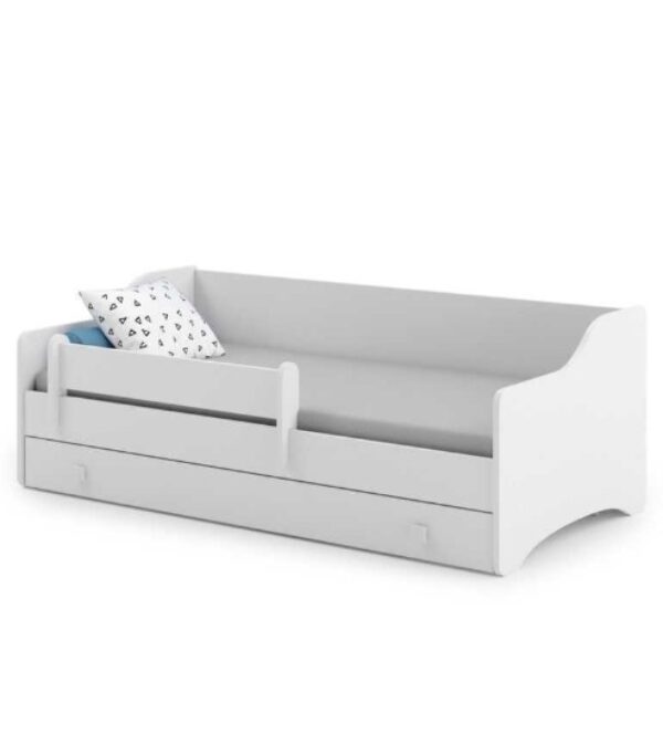 Łóżko pojedyncze ERYK 180×80 – Białe, uchwyty białe