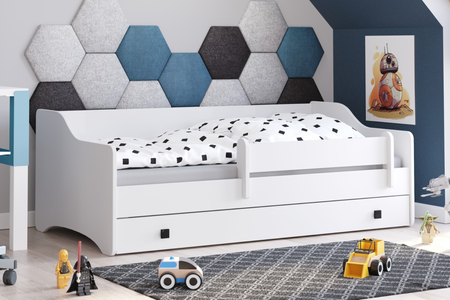 Łóżko pojedyncze ERYK 180x80 - Białe, uchwyty czarne - obrazek 2