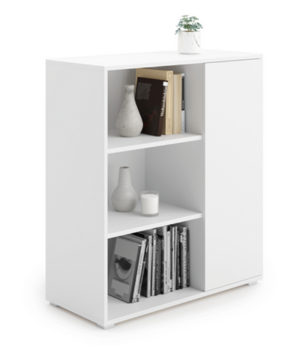 Komoda FONDI szafka z regałem skandynawska nogi plastykowe – Biały