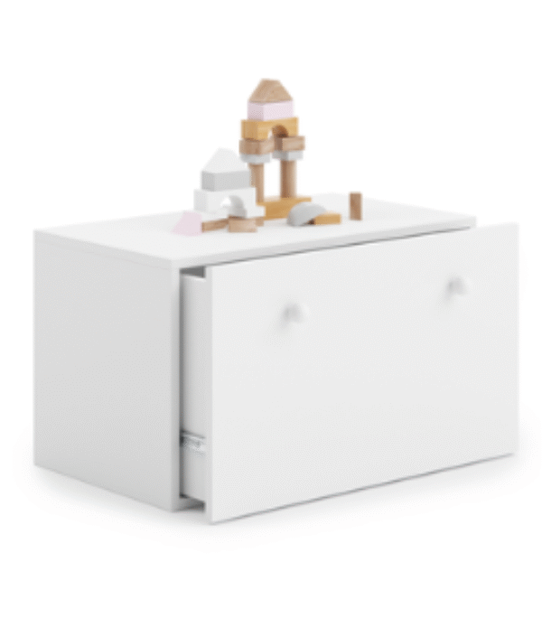 Skrzynia na zabawki INGA – Biała, uchwyty białe