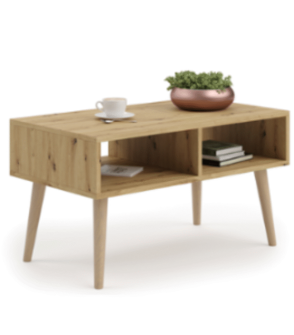 Stolik kawowy SANDI skandynawski nogi drewniane – Dąb Artisan