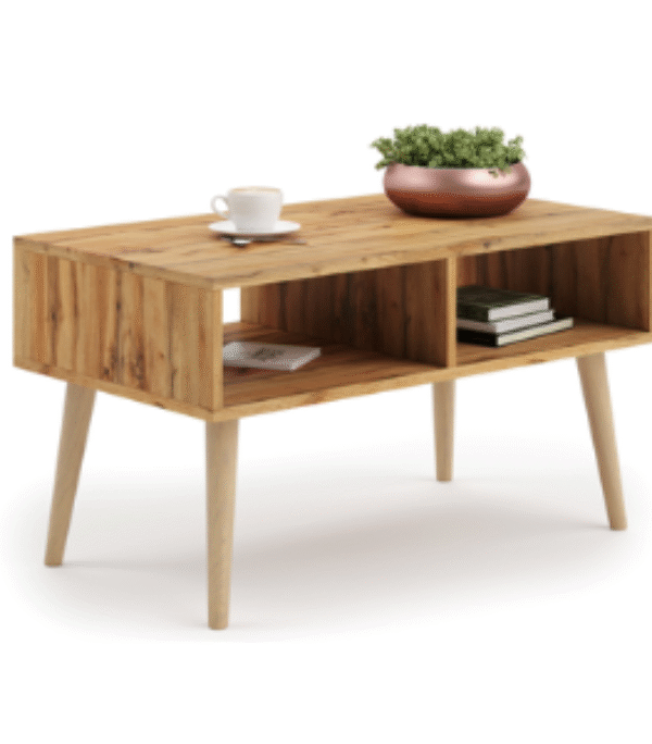 Stolik kawowy SANDI skandynawski nogi drewniane – Dąb Craft