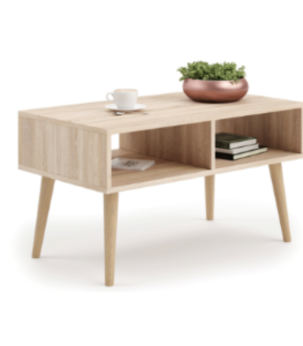 Stolik kawowy SANDI skandynawski nogi drewniane – Dąb Sonoma