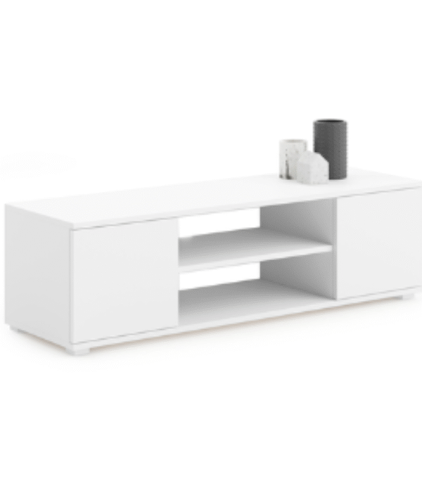 Szafka RTV FOCUS 155 cm, nogi plastikowe – Biała