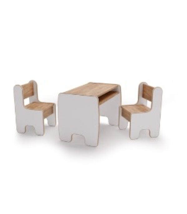 Zestaw dziecięcy TIMI stolik i dwa krzesełka MDF – kolor biały/dąb craft złoty