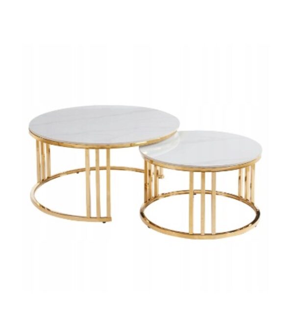 Ława (zestaw 2 szt.) L23-FX biały marmur (80+60)