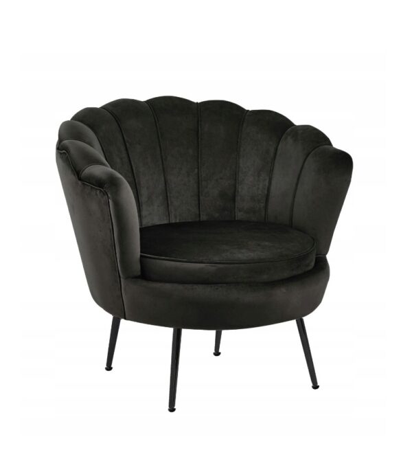FOTEL KRZESŁO MUSZELKA CZARNE WELUR DO SALONU GLAMOUR DO GABINETU FURNITEX