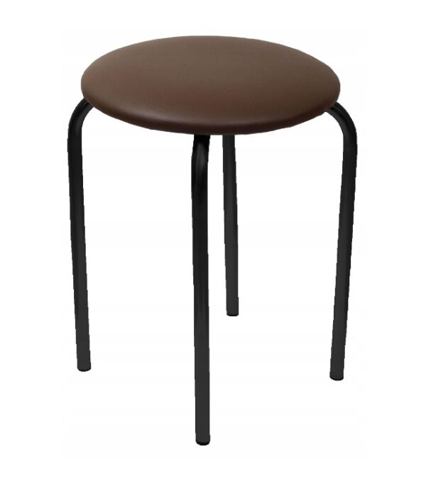 Krzesło Taboret Furnitex z EKO skóry Brązowe CZARNY Metalowy STELAŻ