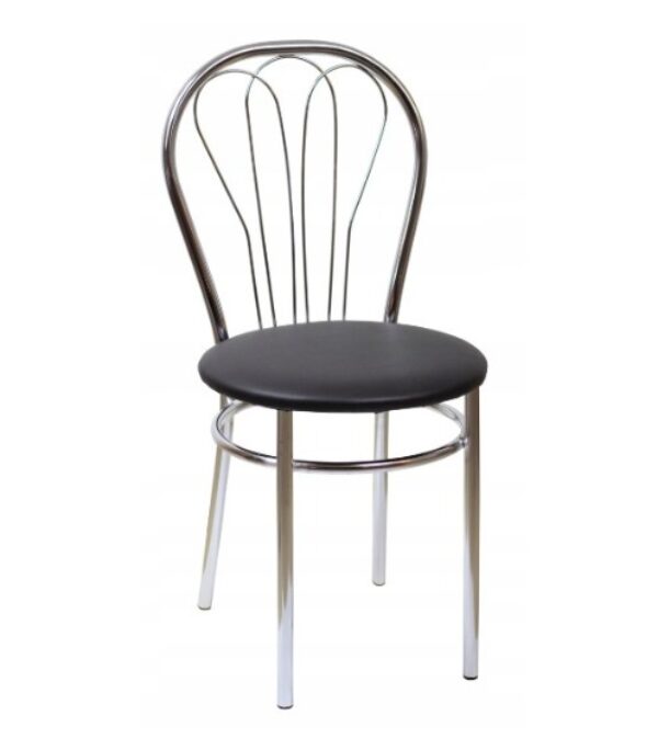Kuchenne Krzesło Lekkie Metalowe Venus CZARNE Chromowane FURNITEX