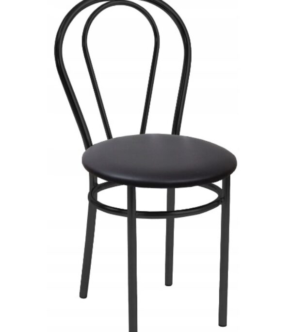 Furnitex Krzesło z Eko SKÓRY CZARNE Metalowe Nogo do Restauracji STOŁÓWKI