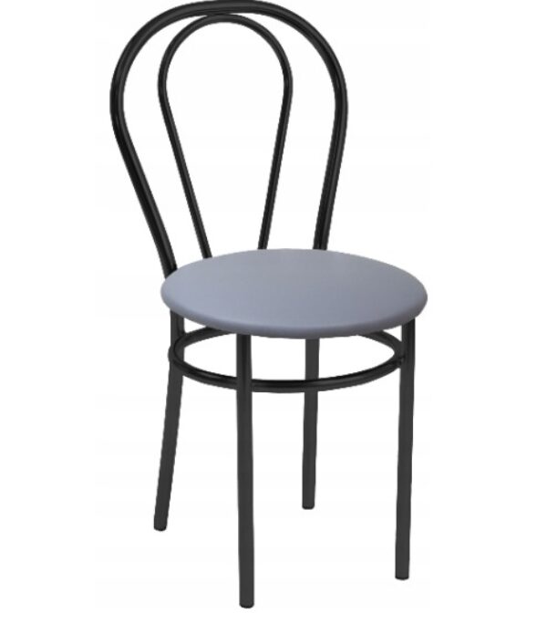 szare Krzesło z Eko skóry Metalowe CZARNE NOGI Furmitex do JADALNI KUCHNI